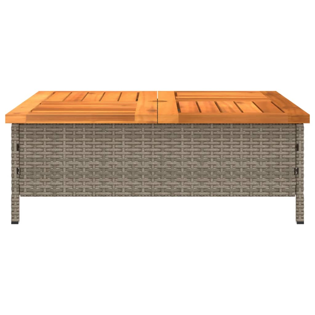 Grey Rattan and Acacia Wood Garden Table 70x70x25 cm