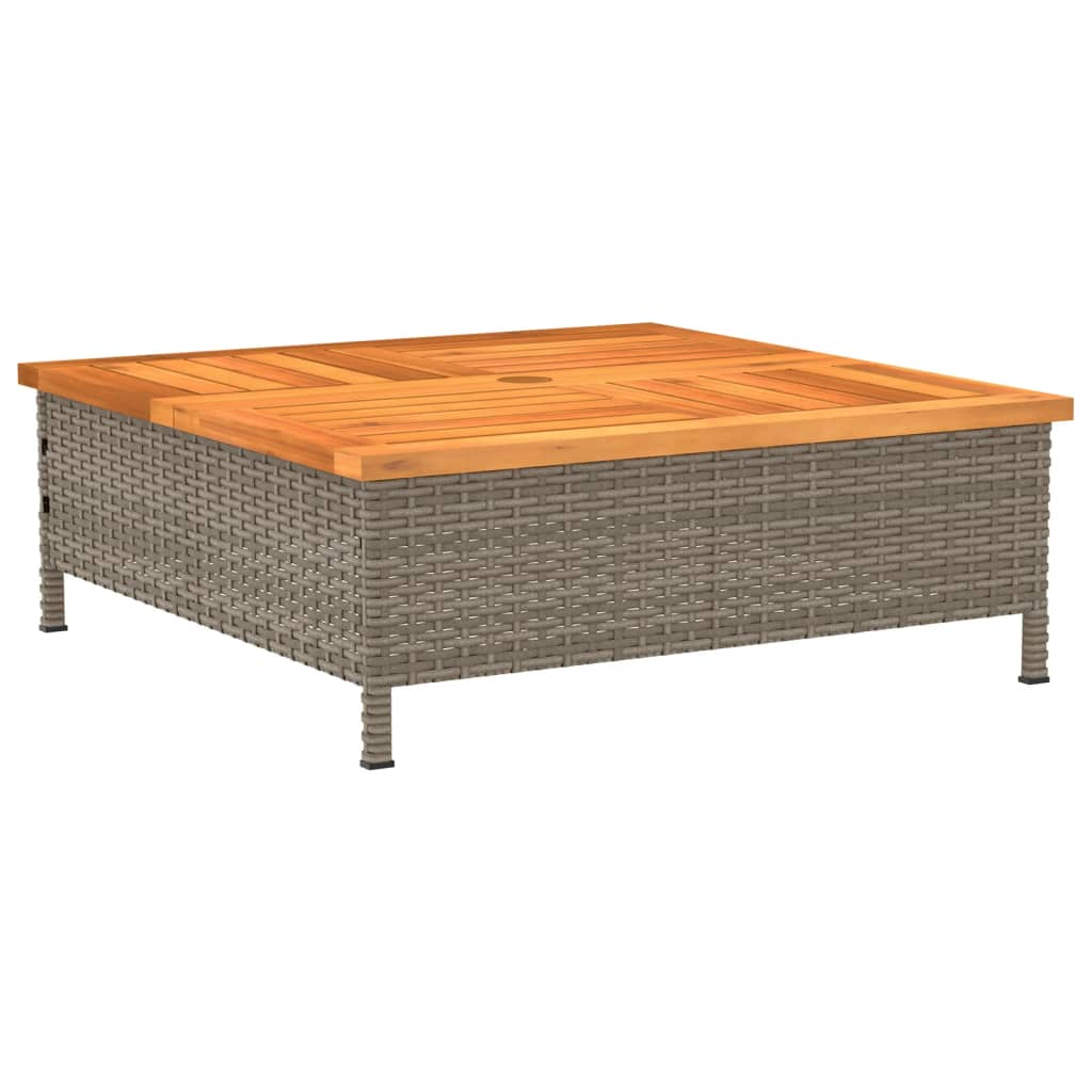 Grey Rattan and Acacia Wood Garden Table 70x70x25 cm