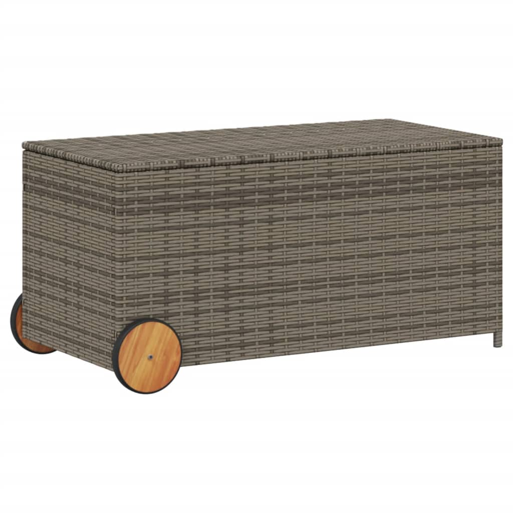 Grey Poly Rattan Garden Storage Box with Wheels 190L