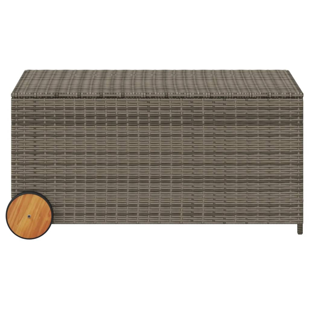 Grey Poly Rattan Garden Storage Box with Wheels 190L