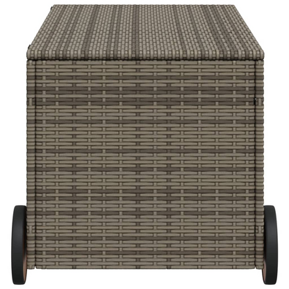 Grey Poly Rattan Garden Storage Box with Wheels 190L