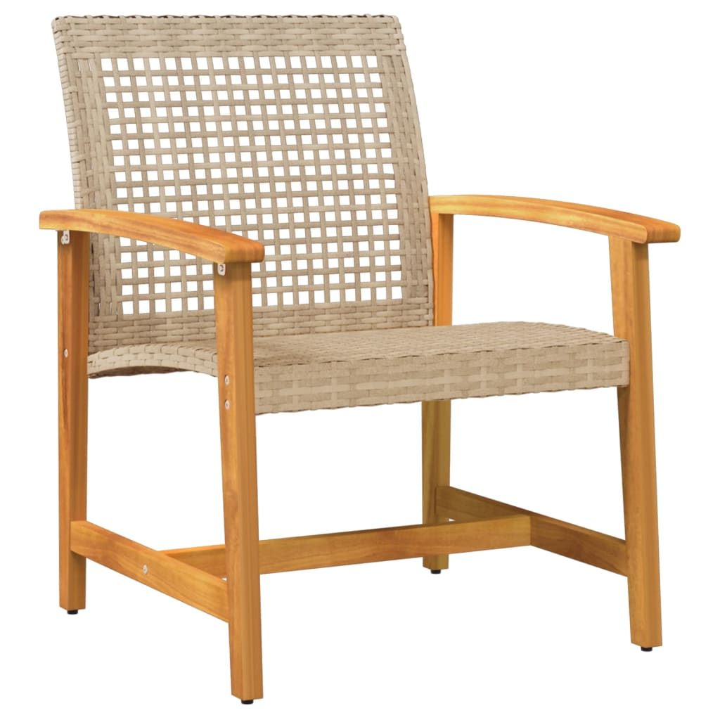  5 Piece Beige Poly Rattan and Acacia Wood Garden Lounge Set