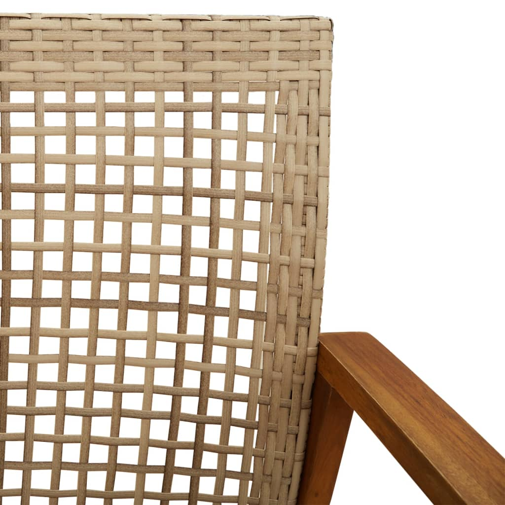  5 Piece Beige Poly Rattan and Acacia Wood Garden Lounge Set