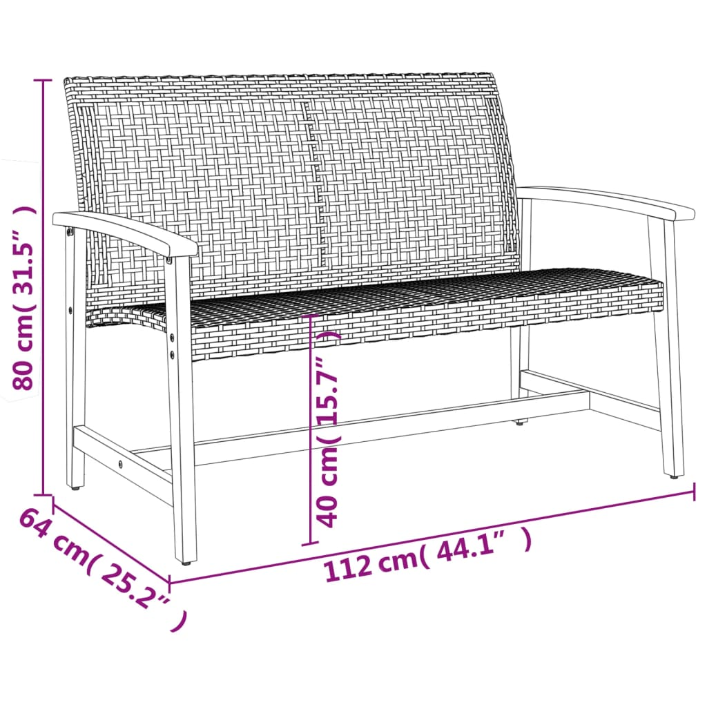  5 Piece Beige Poly Rattan and Acacia Wood Garden Lounge Set