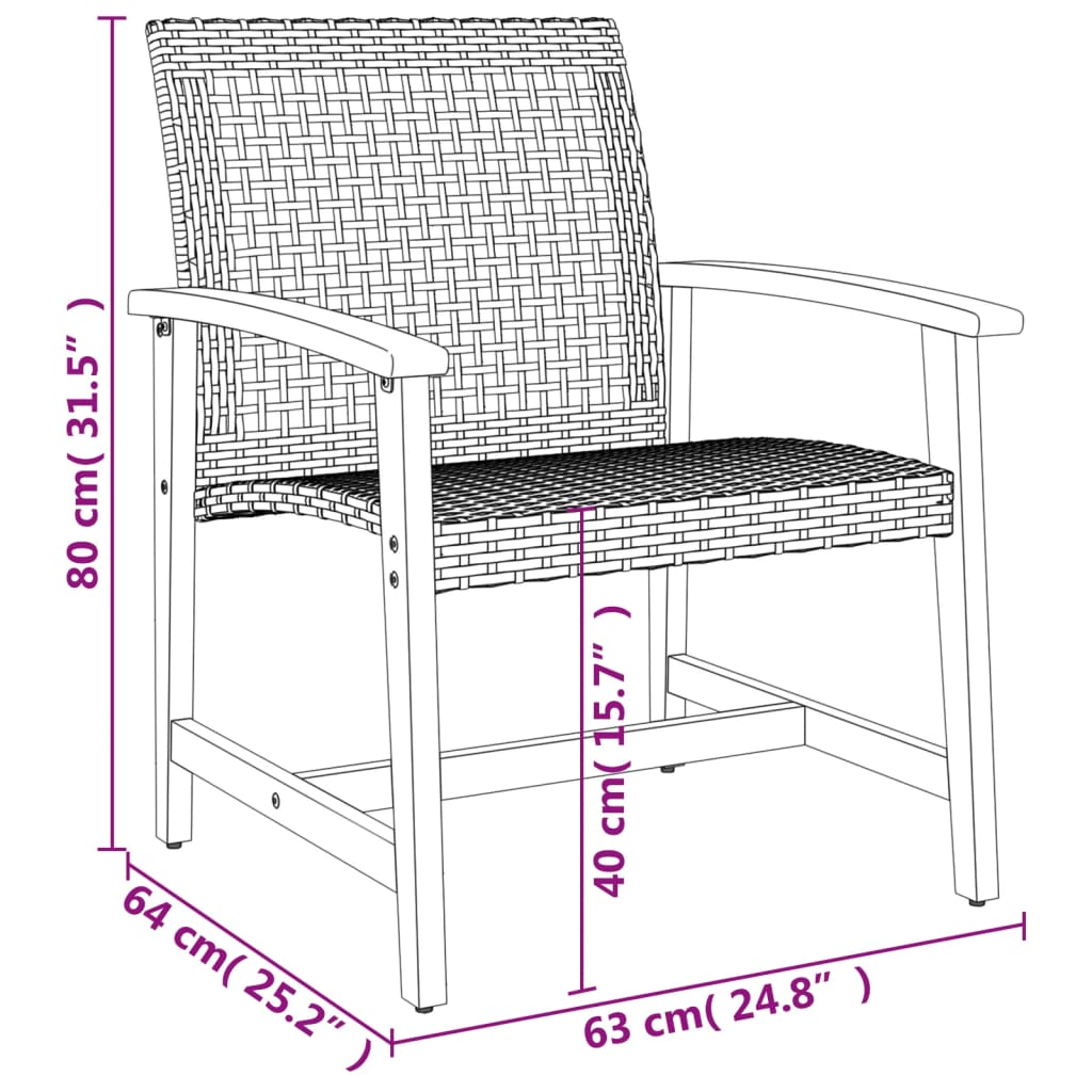  5 Piece Beige Poly Rattan and Acacia Wood Garden Lounge Set