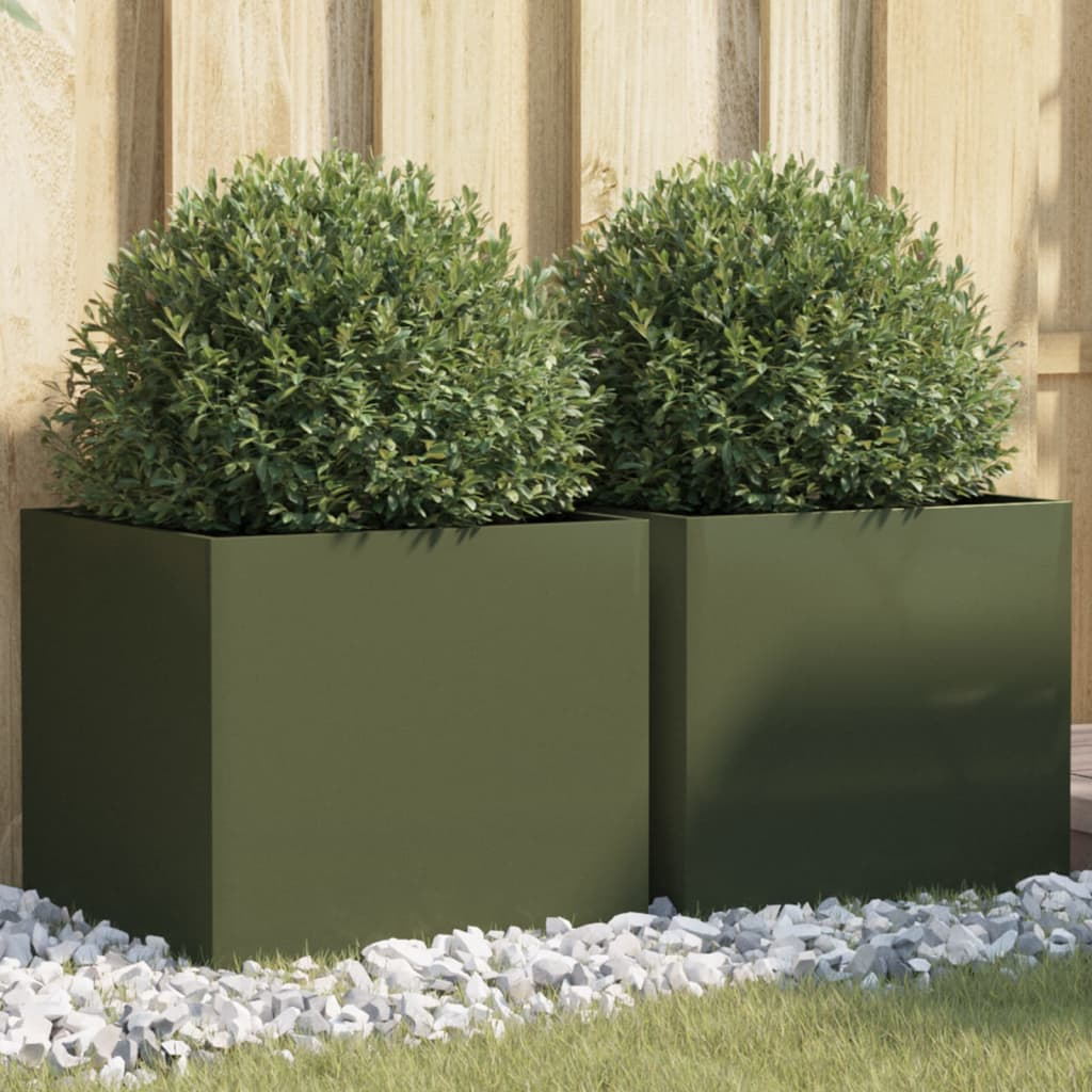 Set of 2 Olive Green Planters | Jscapes Home and Garden