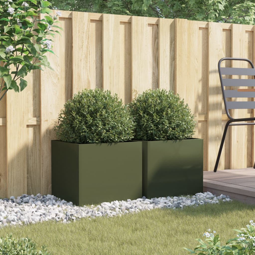 Set of 2 Olive Green Planters | Jscapes Home and Garden