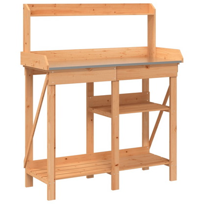 Potting Bench with Shelves- Brown