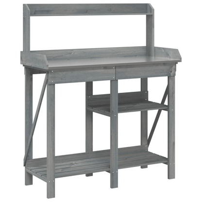  Potting Bench with Shelves- Grey 