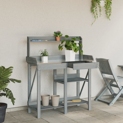  Potting Bench with Shelves- Grey 