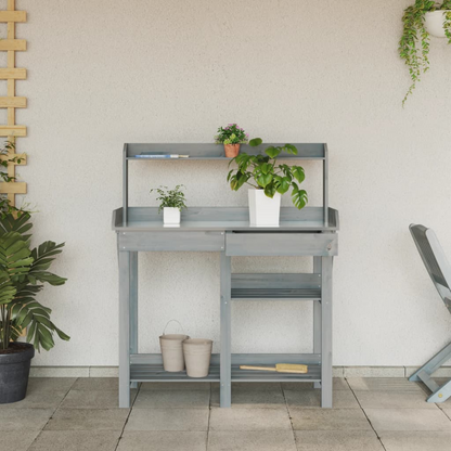  Potting Bench with Shelves- Grey 