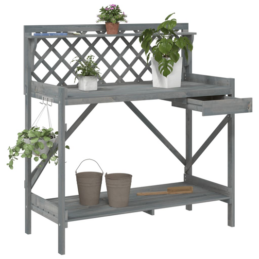  Potting Bench with Trellis- Grey