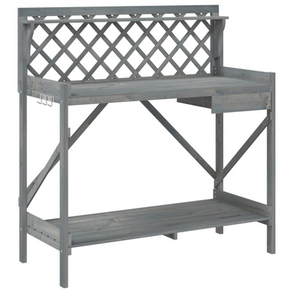  Potting Bench with Trellis- Grey