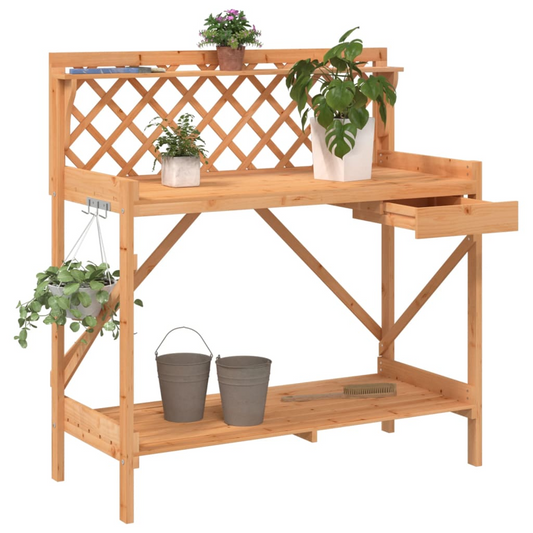 Potting Bench with Trellis- Brown