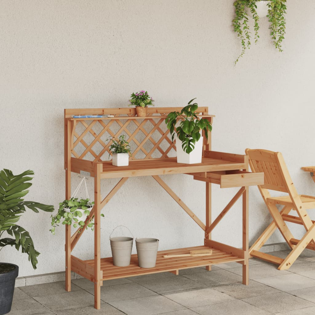 Potting Bench with Trellis- Brown