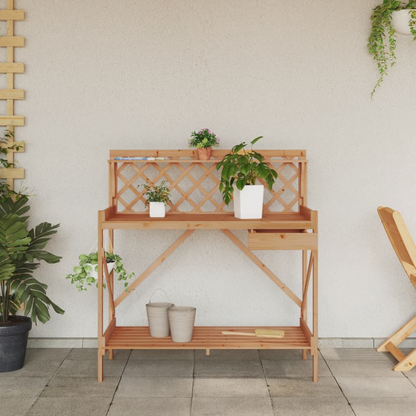 Potting Bench with Trellis- Brown