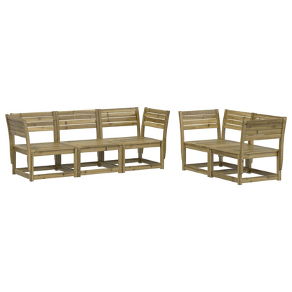 Impregnated Pine Wood 5 Piece Garden Sofa Set