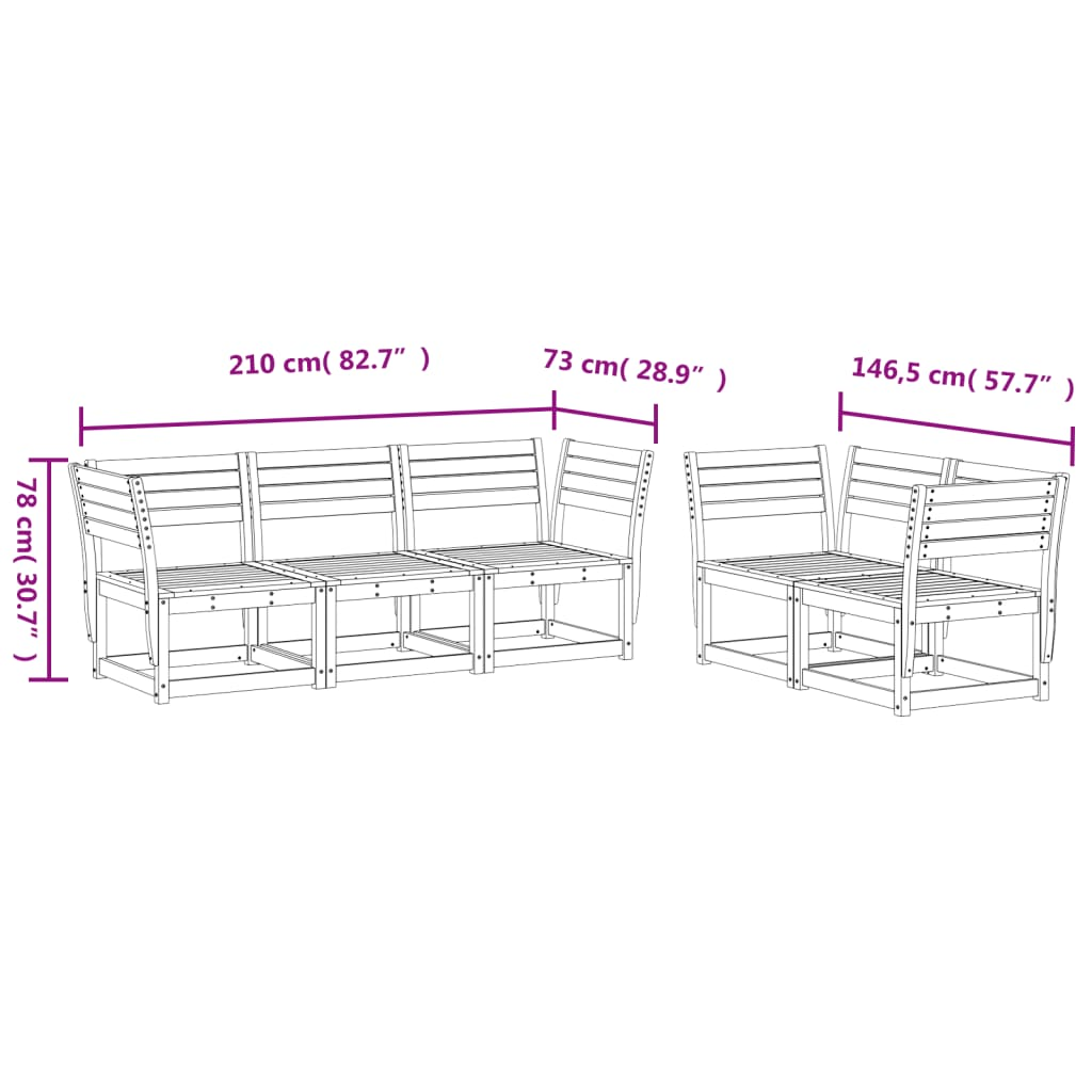 Impregnated Pine Wood 5 Piece Garden Sofa Set