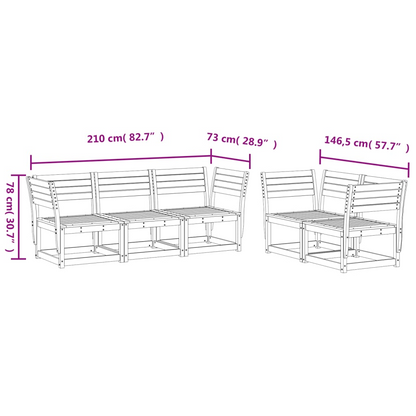 Impregnated Pine Wood 5 Piece Garden Sofa Set