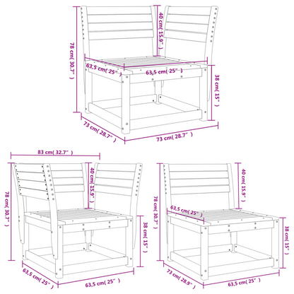 Impregnated Pine Wood 5 Piece Garden Sofa Set