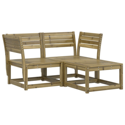  3 Piece Impregnated Pine Wood Garden Sofa Set