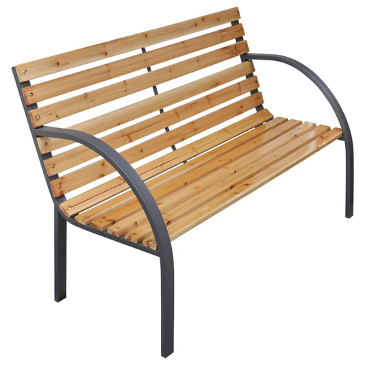 Solid Fir Wood Garden Bench 112 cm