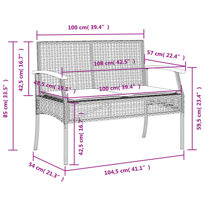 3 Piece Beige Poly Rattan Garden Dining Set with Cushions