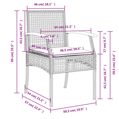 9 Piece Grey Poly Rattan Garden Dining Set with Cushions