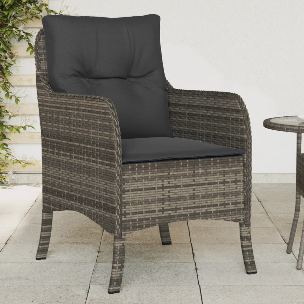 Grey Poly Rattan Garden Chairs with Cushions 2 pcs