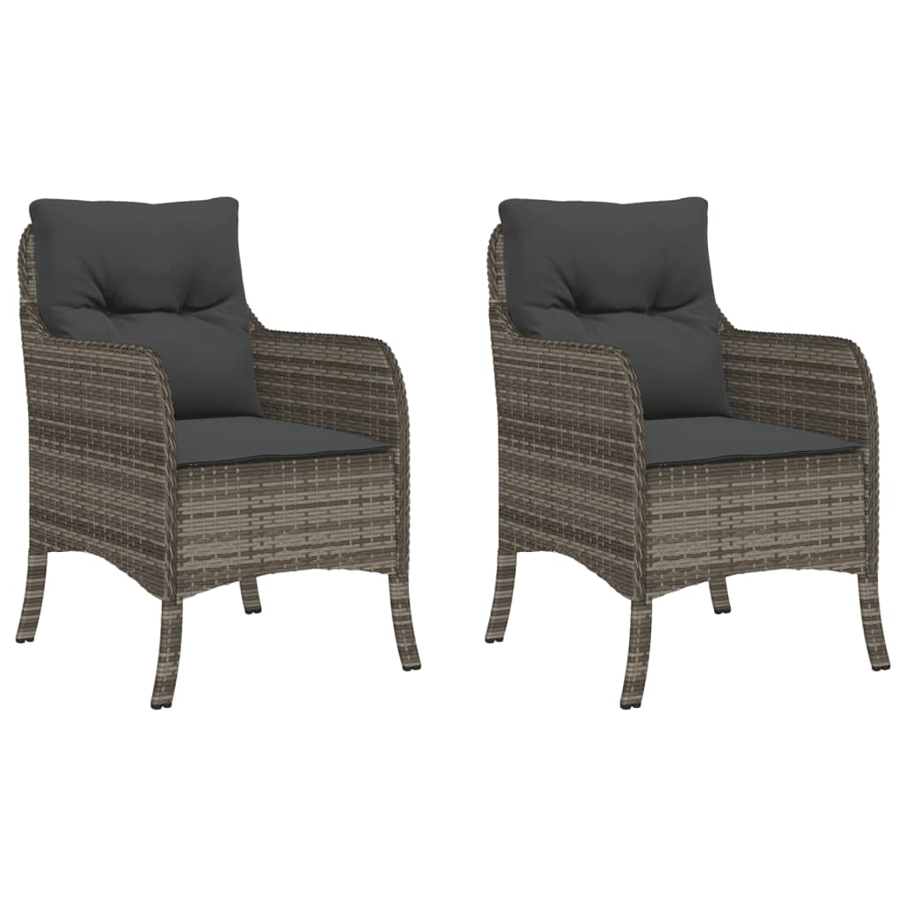 Grey Poly Rattan Garden Chairs with Cushions 2 pcs