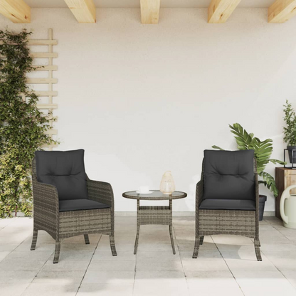 Grey Poly Rattan Garden Chairs with Cushions 2 pcs