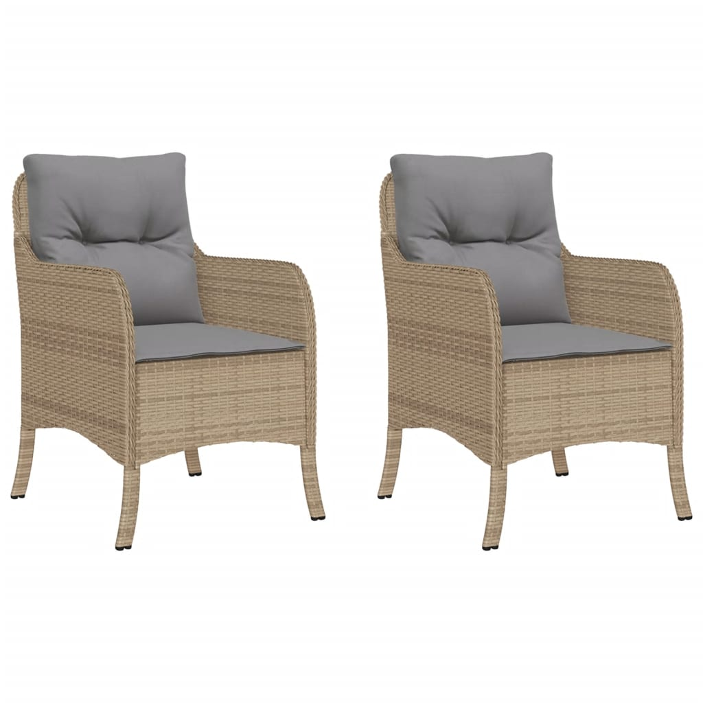 Mix Beige Poly Rattan Garden Chairs with Cushions 2 pcs