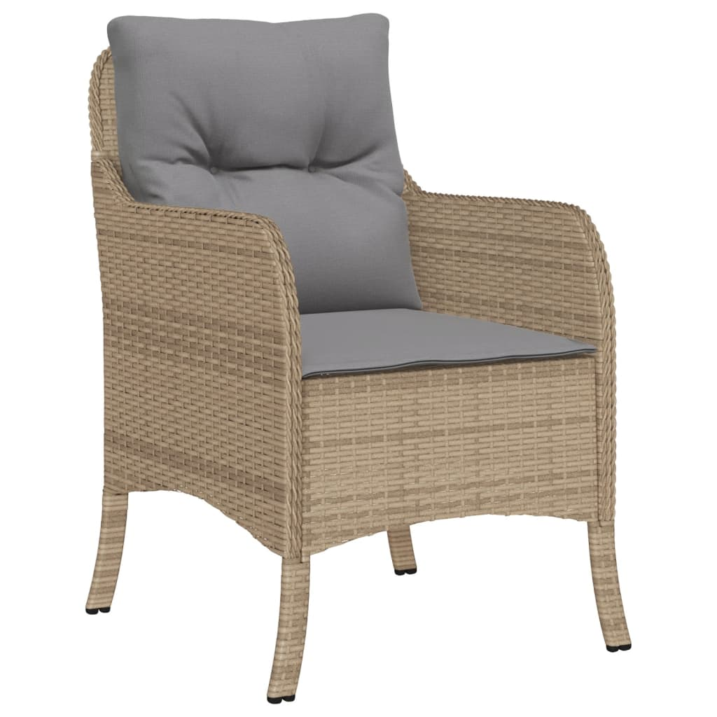 Mix Beige Poly Rattan Garden Chairs with Cushions 2 pcs