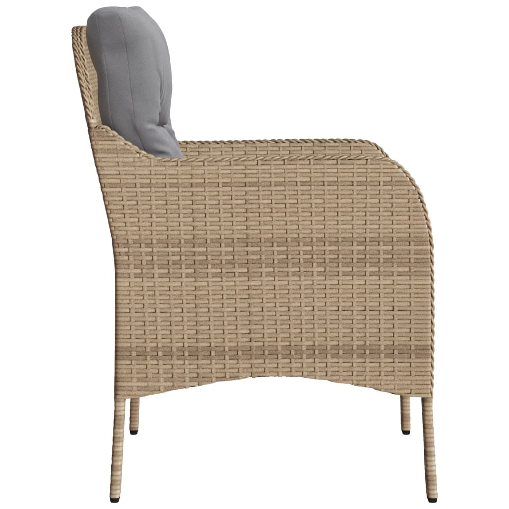 Mix Beige Poly Rattan Garden Chairs with Cushions 2 pcs