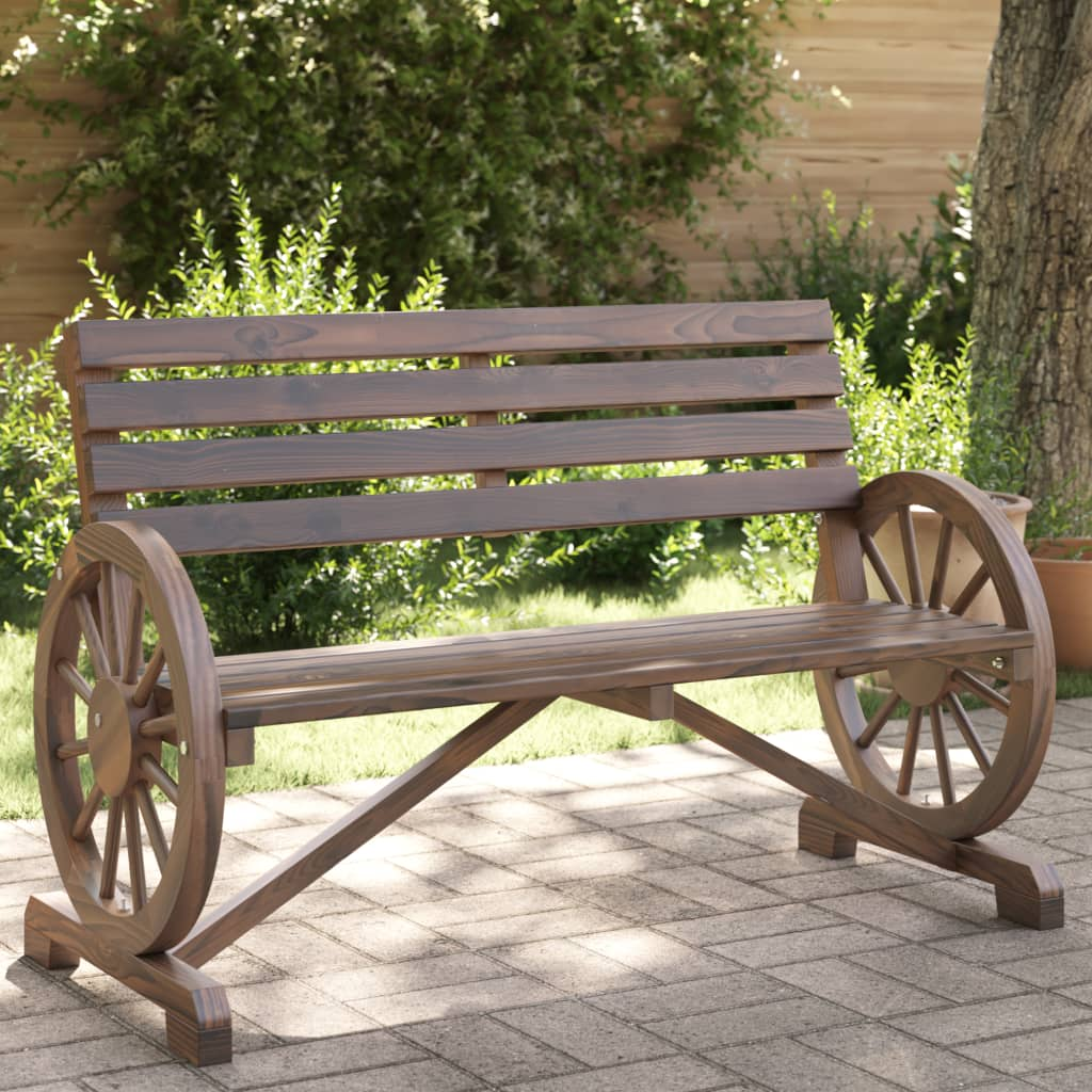 Solid Fir Wood Garden Bench 2-Seater