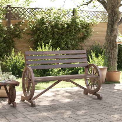 Solid Fir Wood Garden Bench 2-Seater