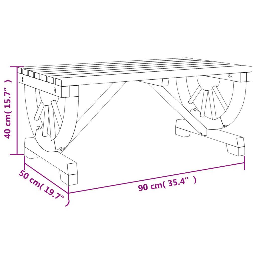  Solid Fir Wood Garden Coffee Table 90x50x40 cm