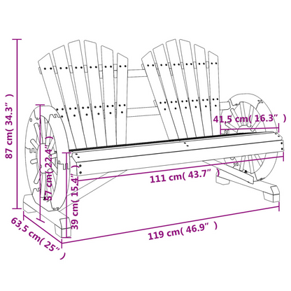 Solid Fir Wood Garden Adirondack Chair 2-Seater