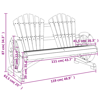 Solid Fir Wood 2-Seater Garden Adirondack Chair