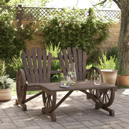 2 Piece Solid Fir Wood Garden Lounge Set