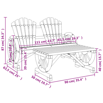 2 Piece Solid Fir Wood Garden Lounge Set