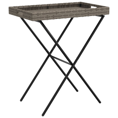  Grey Poly Rattan Folding Tray Table 65x40x75 cm