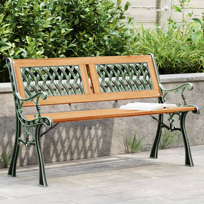 Solid Fir Wood and Steel Garden Bench 116 cm