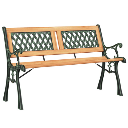 Solid Fir Wood and Steel Garden Bench 116 cm