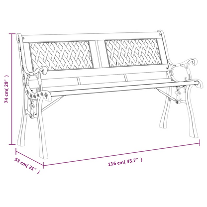 Solid Fir Wood and Steel Garden Bench