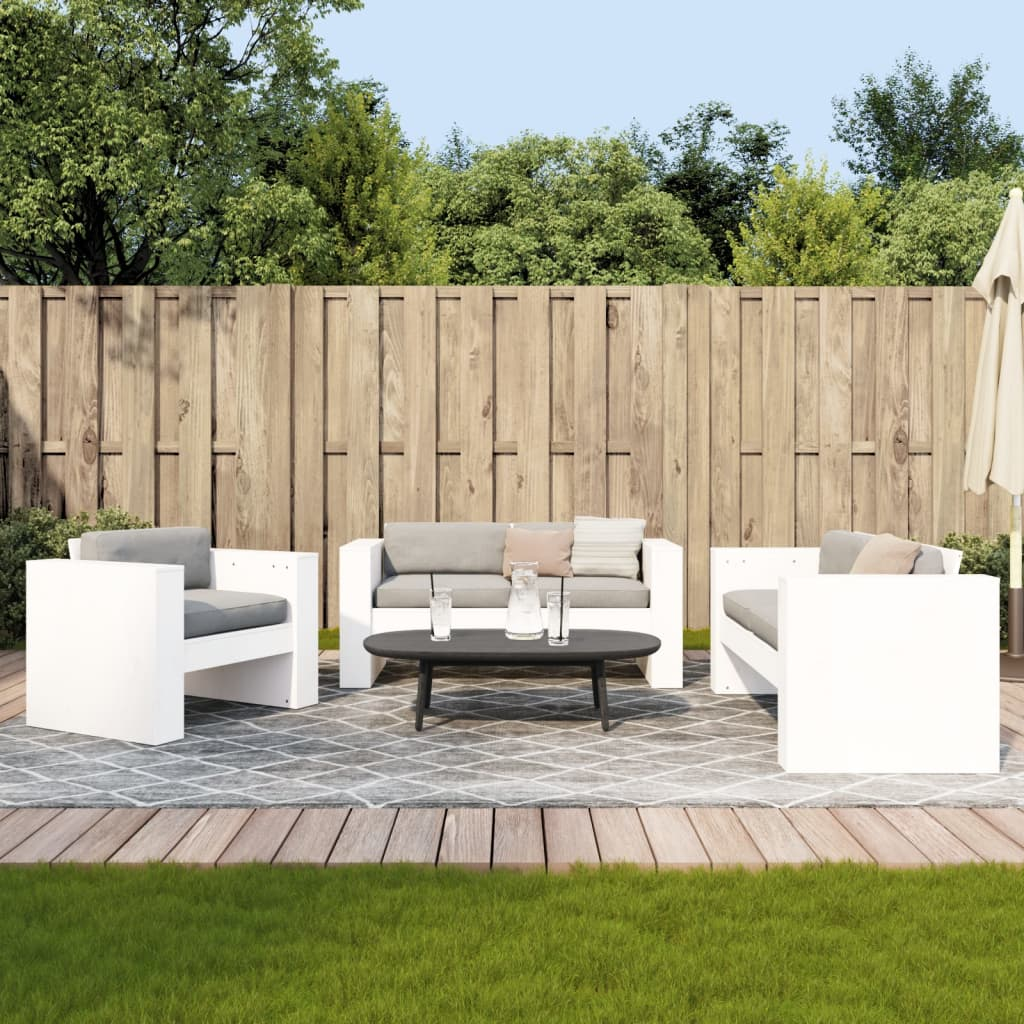 White Solid Pine 2 Piece Garden Lounge Set