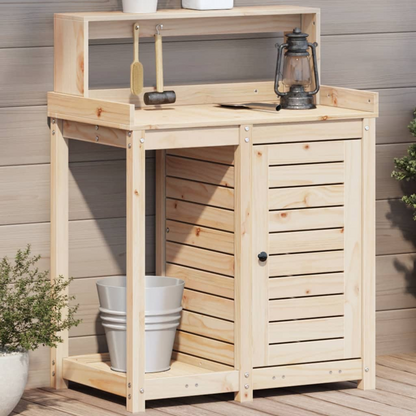 Potting Table with Shelves- Solid Wood Pine