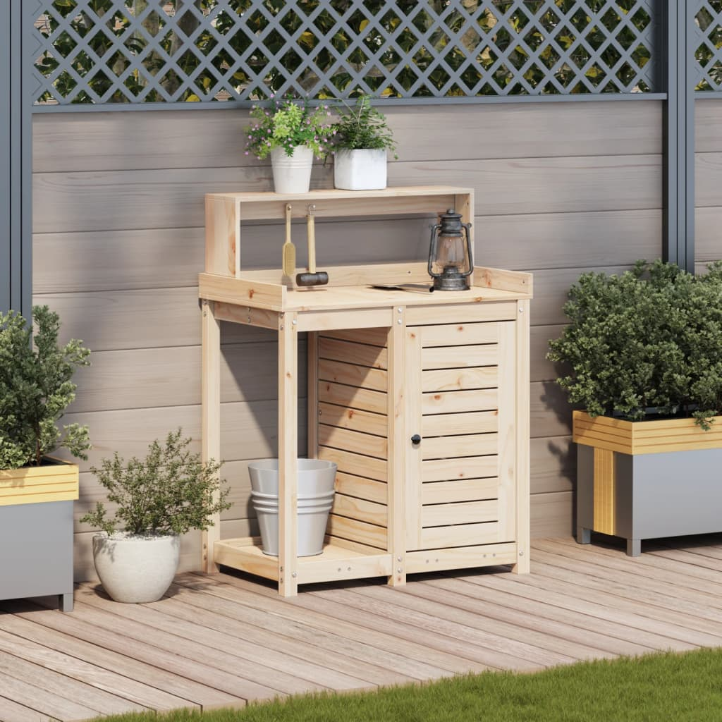 Potting Table with Shelves- Solid Wood Pine