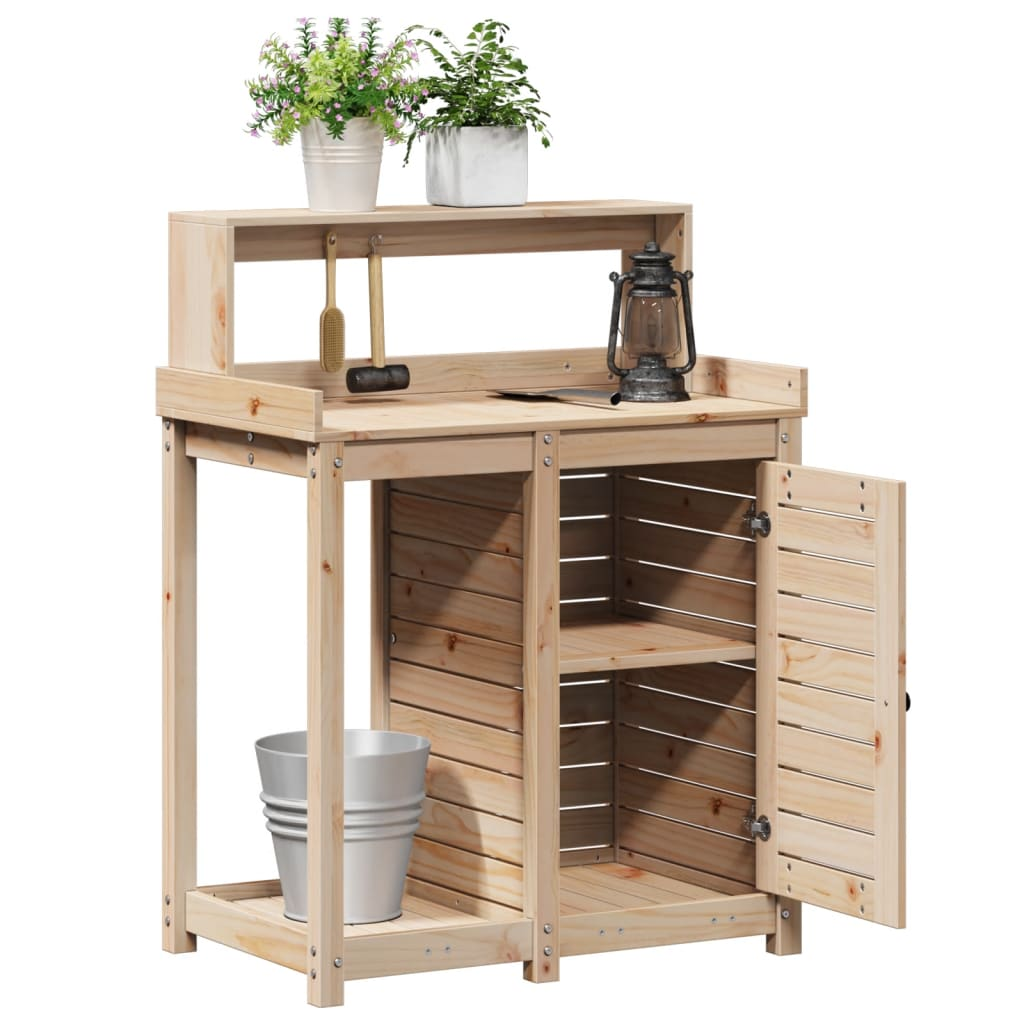 Potting Table with Shelves- Solid Wood Pine