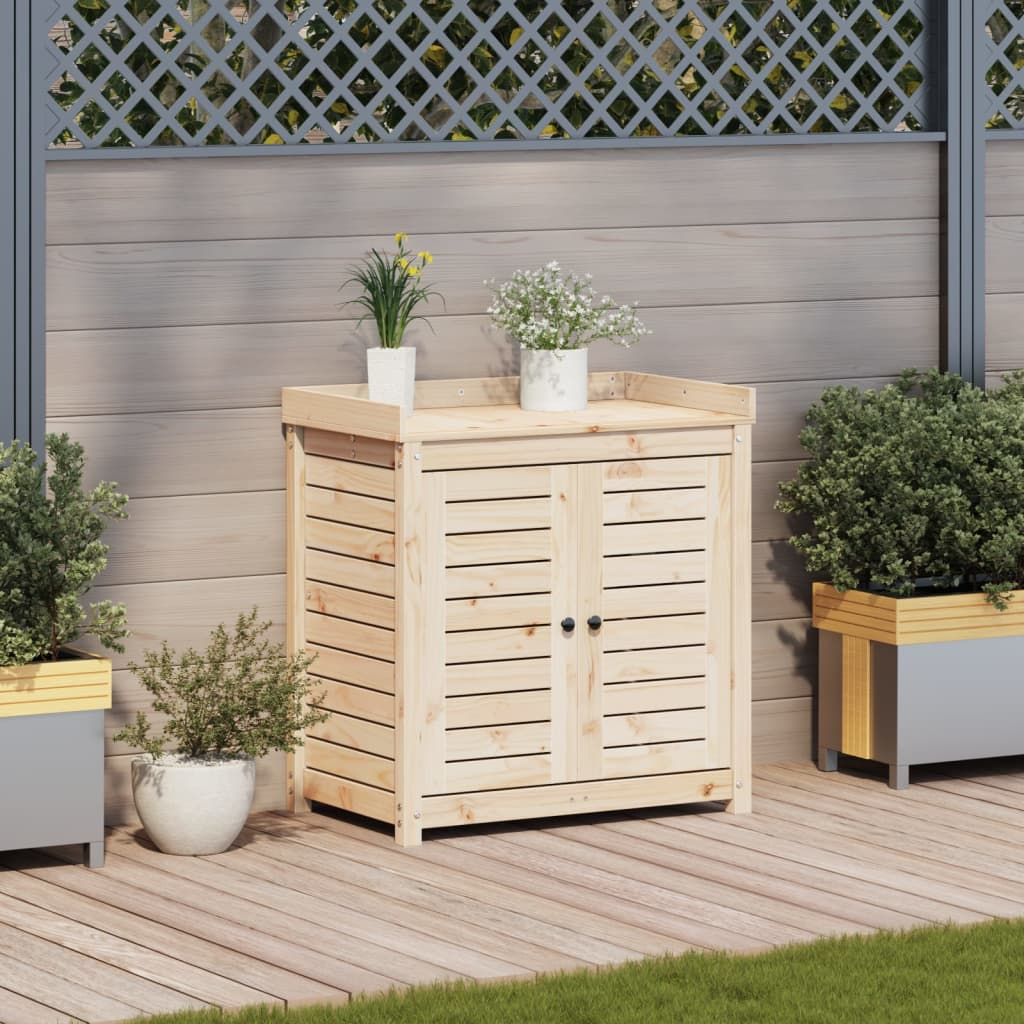 Pine Wood Potting Table with Shelves 